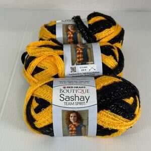 Red Heart Gold Black Metallic Boutique Sashay Team Spirit Yarn